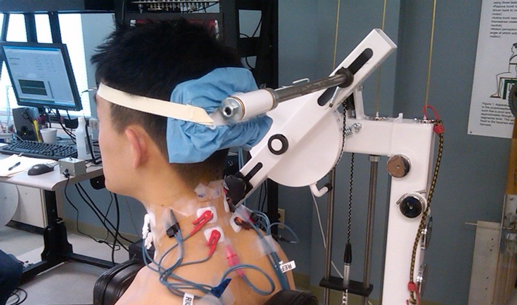 electrodes at muscles in the neck