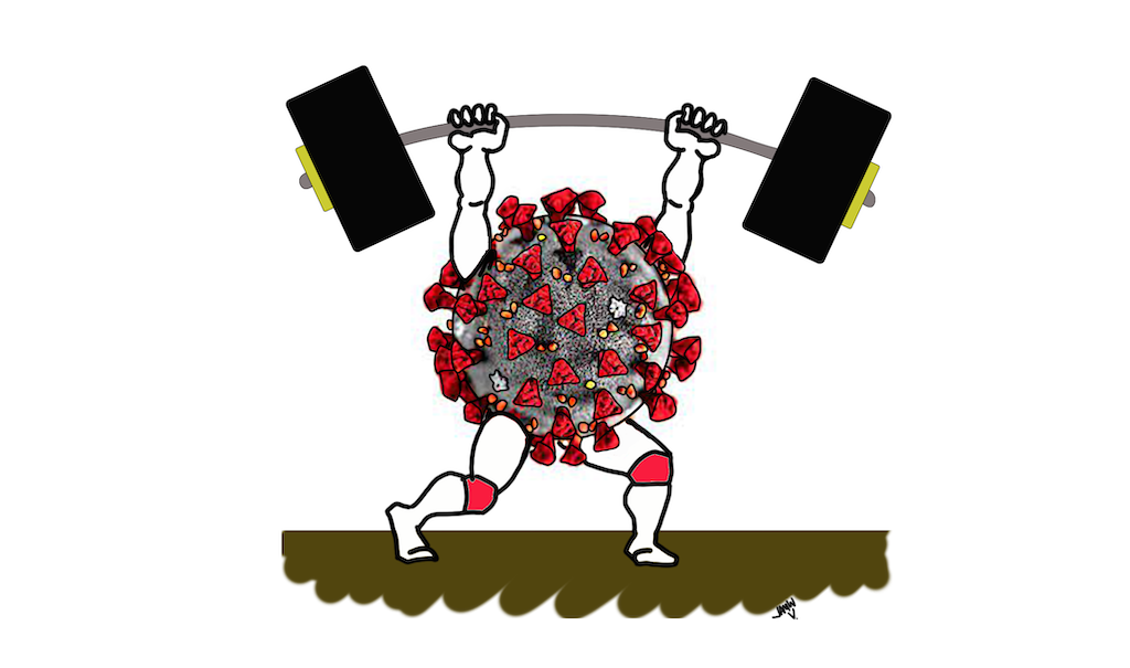 COVID virus and barbell