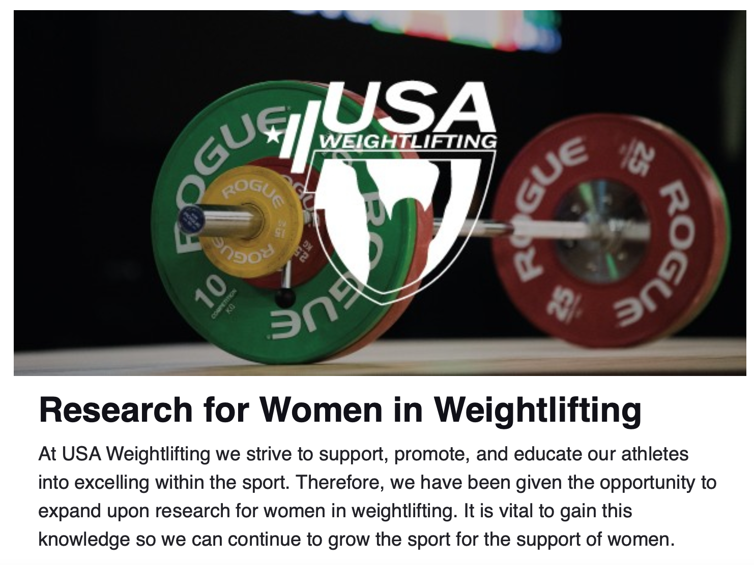 USA Weightlifint announcement